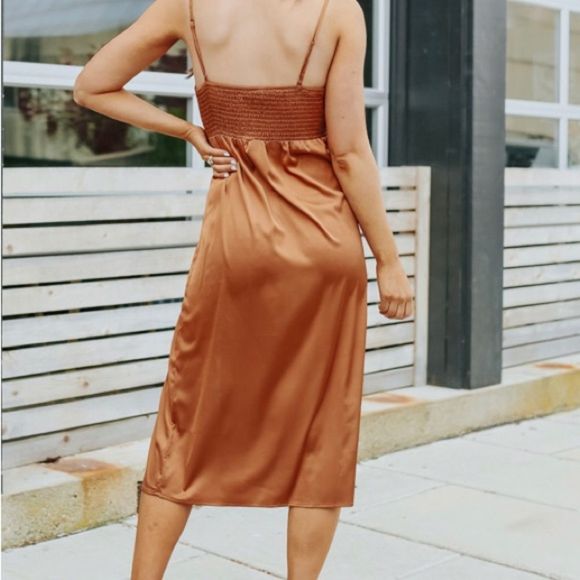 Satin Lace-Up Mid Dress NWOT - Picture 6 of 7